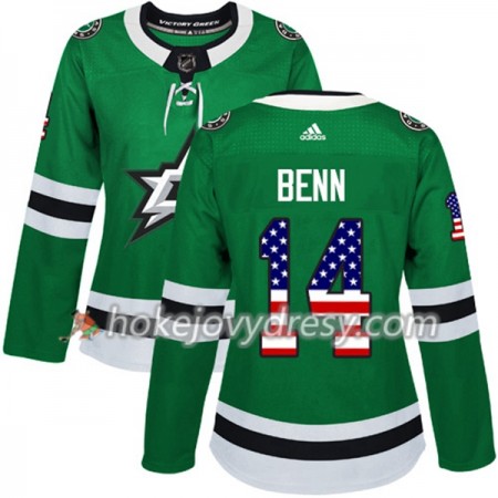 Dámské Hokejový Dres Dallas Stars Jamie Benn 14 2017-2018 USA Flag Fashion Zelená Adidas Authentic